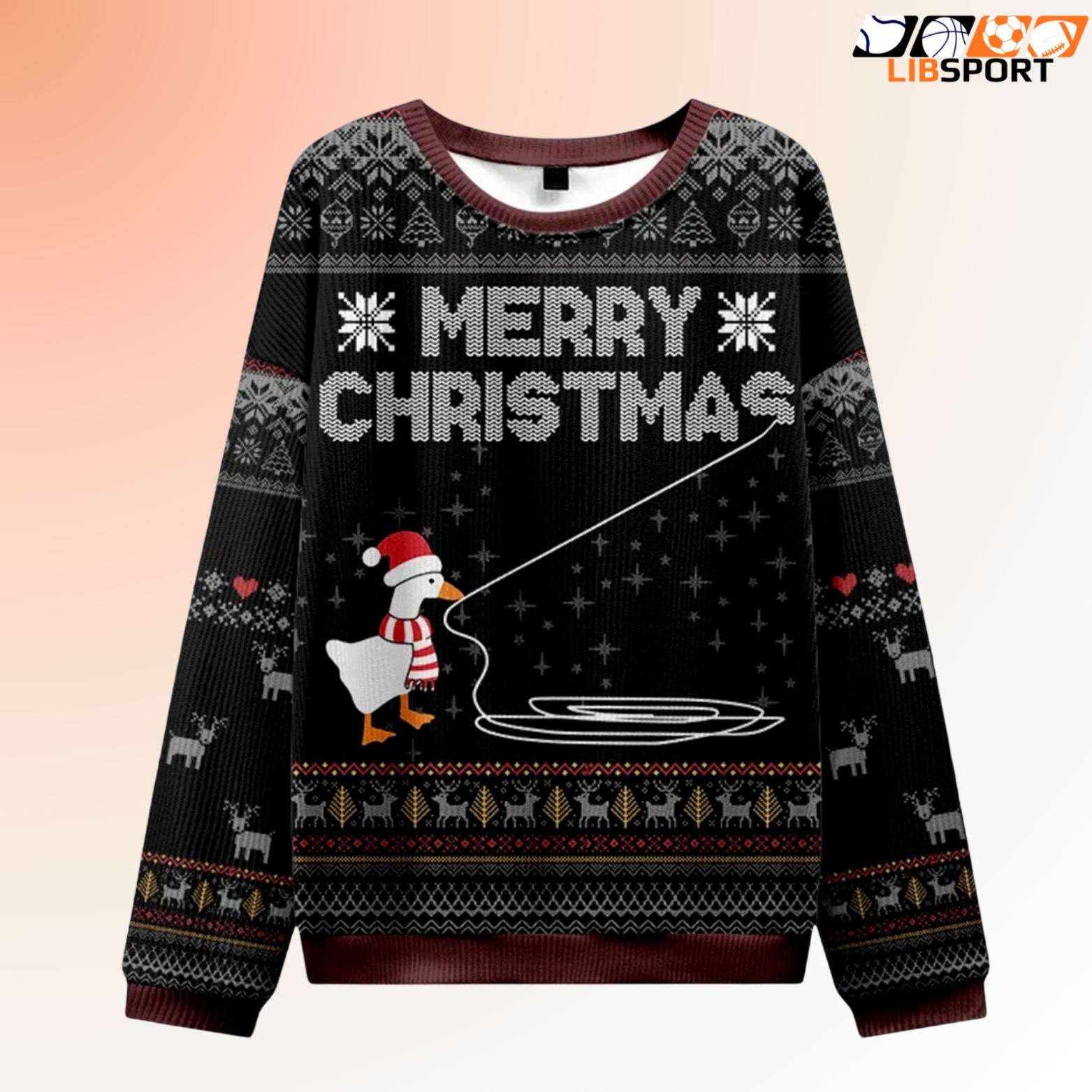 Goose Pulling Wool Christmas Sweater, Funny Holiday Animal Tee, Ugly Xmas Party Jumper